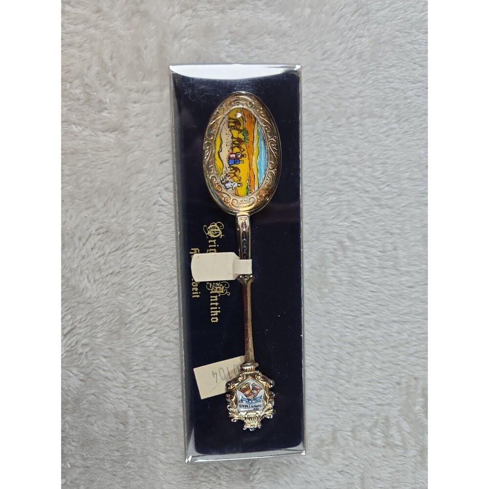 Vintage Antiko Sterling Spoon Merry Christmas 1988 Souvenir Floral